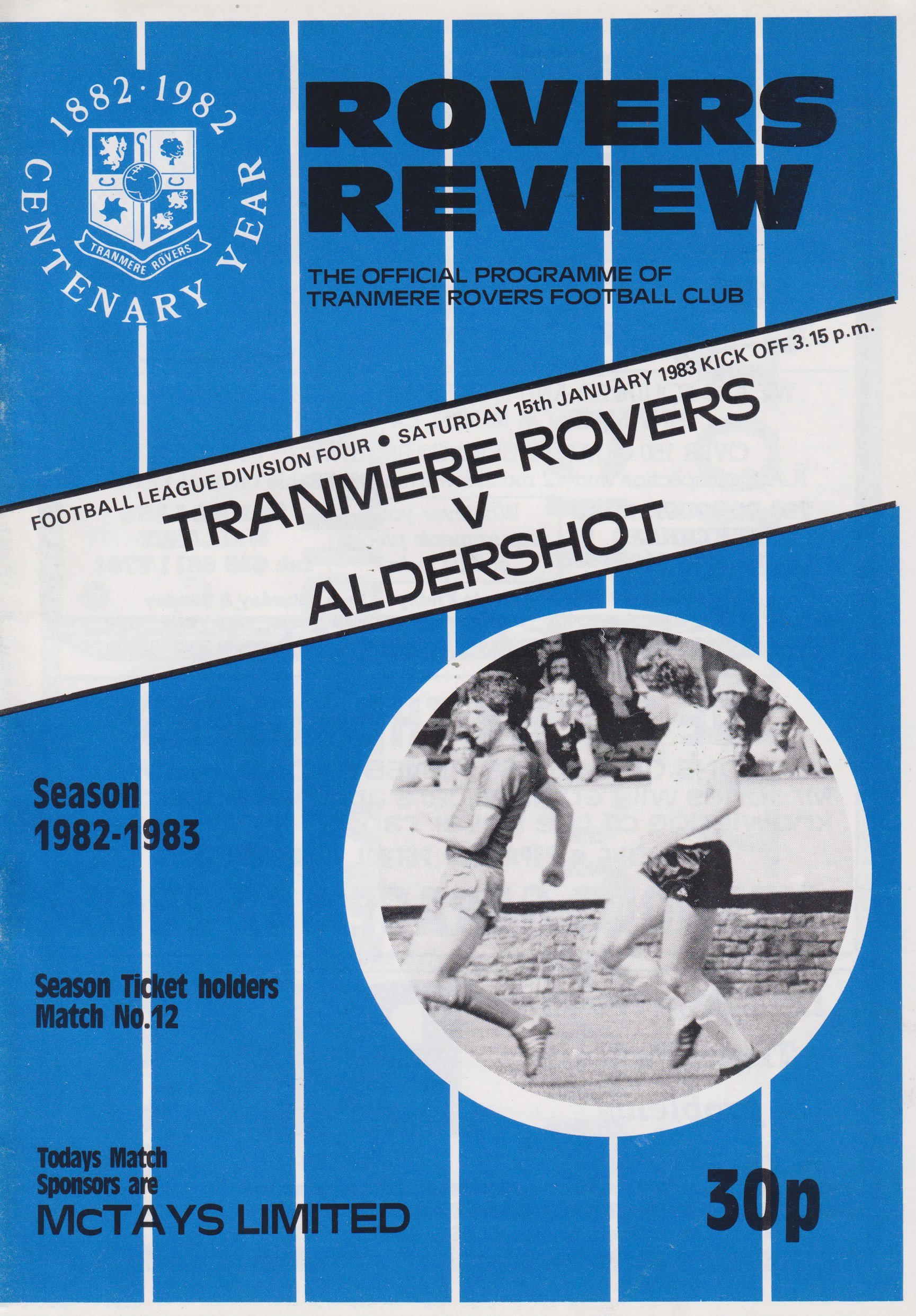 Tranmere Rovers v Aldershot match programme